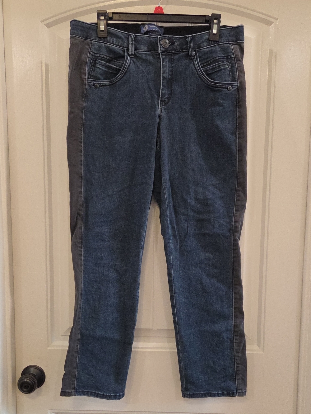Democracy Dark Blue Jeans with Gray Side Panels
